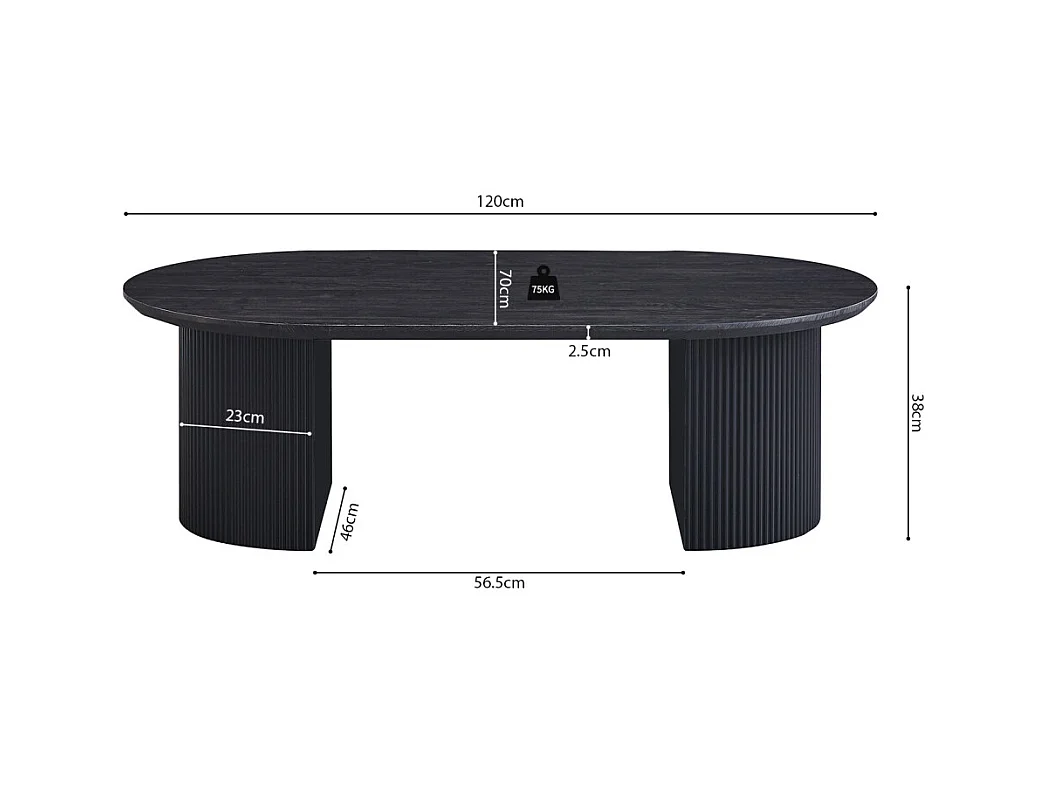 Mesa baja VAGOS – Color marrón oscuro – Mesa baja rectangular 120x70 cm – MDF – Diseño contemporáneo