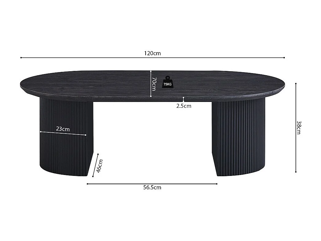 Mesa de centro VAGOS – Cor marrom escuro – Mesa de centro retangular 120x70 cm – MDF – Design contemporâneo