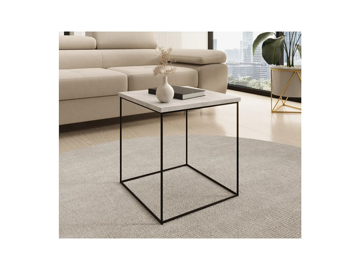 Table de canapé Arina/Métal/Contreplaqué/Gris