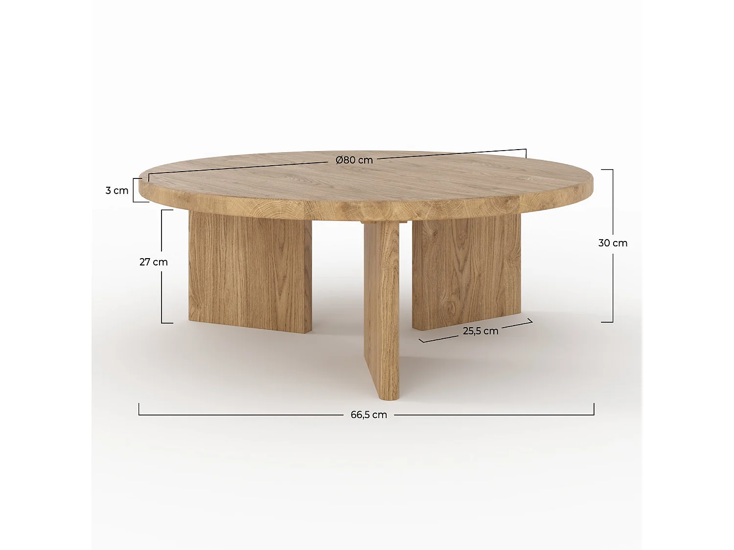 Mesa baja redonda de madera maciza de mindi - Galia