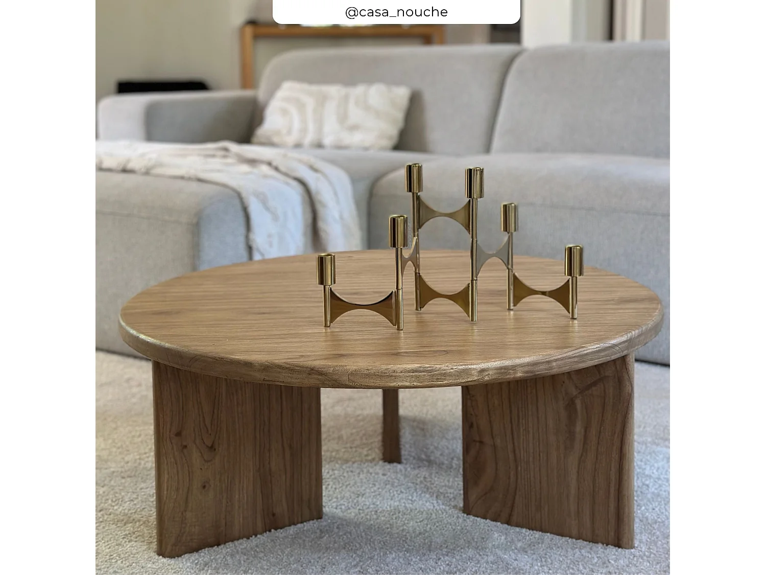 Mesa baja redonda de madera maciza de mindi - Galia