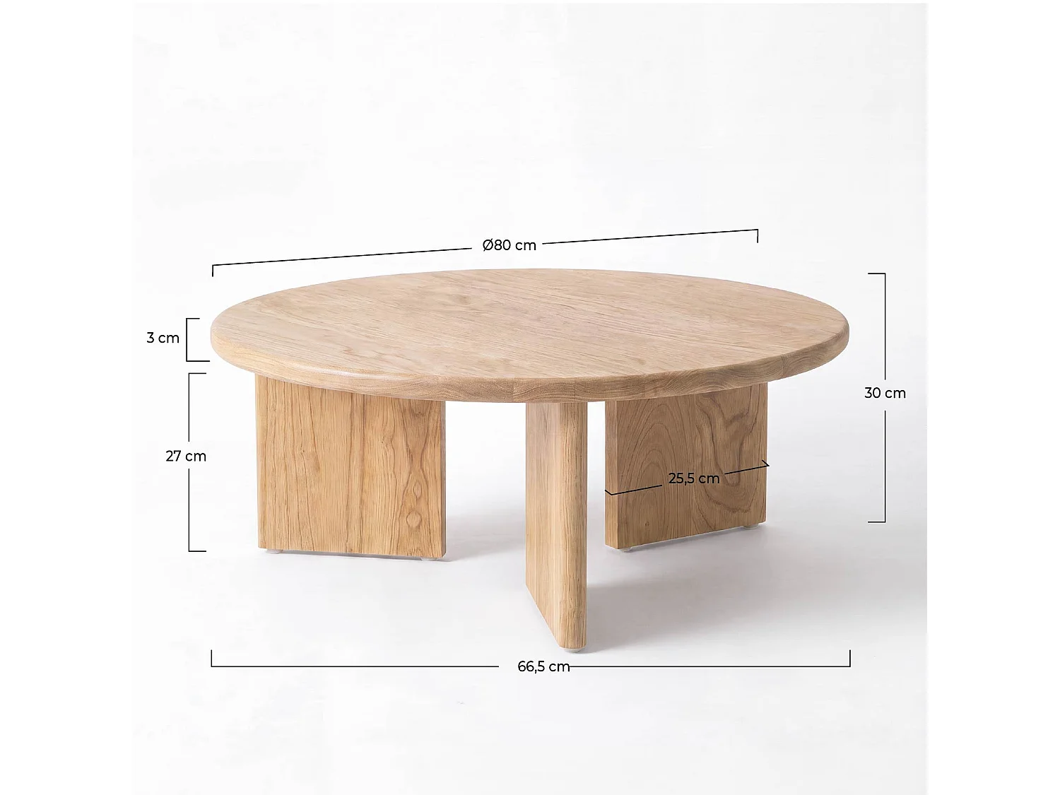 Mesa baja redonda de madera maciza de mindi - Galia