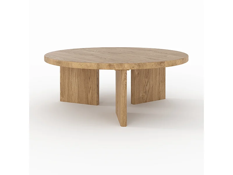 Mesa baja redonda de madera maciza de mindi - Galia