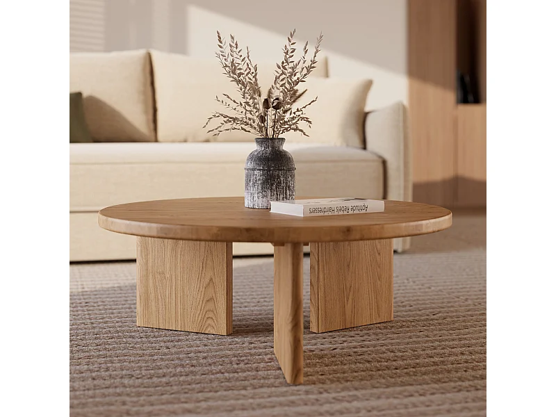 Table basse ronde en bois massif de mindi - Galia