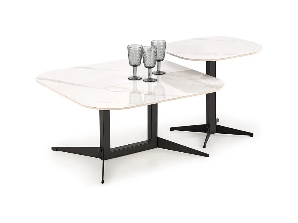 Tavolino Borna S/Effetto marmo/Metallo/Bianco