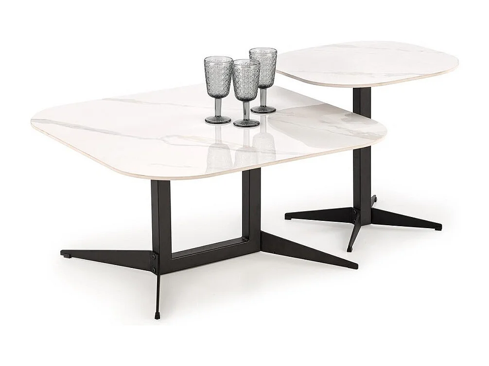 Tavolino Borna S/Effetto marmo/Metallo/Bianco