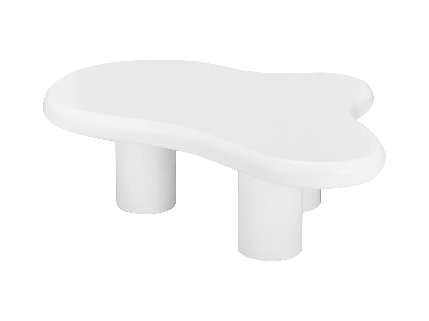 Nieregularny stolik kawowy w kształcie chmury - Biały stolik kawowy z blatem z płyty MDF i filcową podkładką - 97x67x32 cm