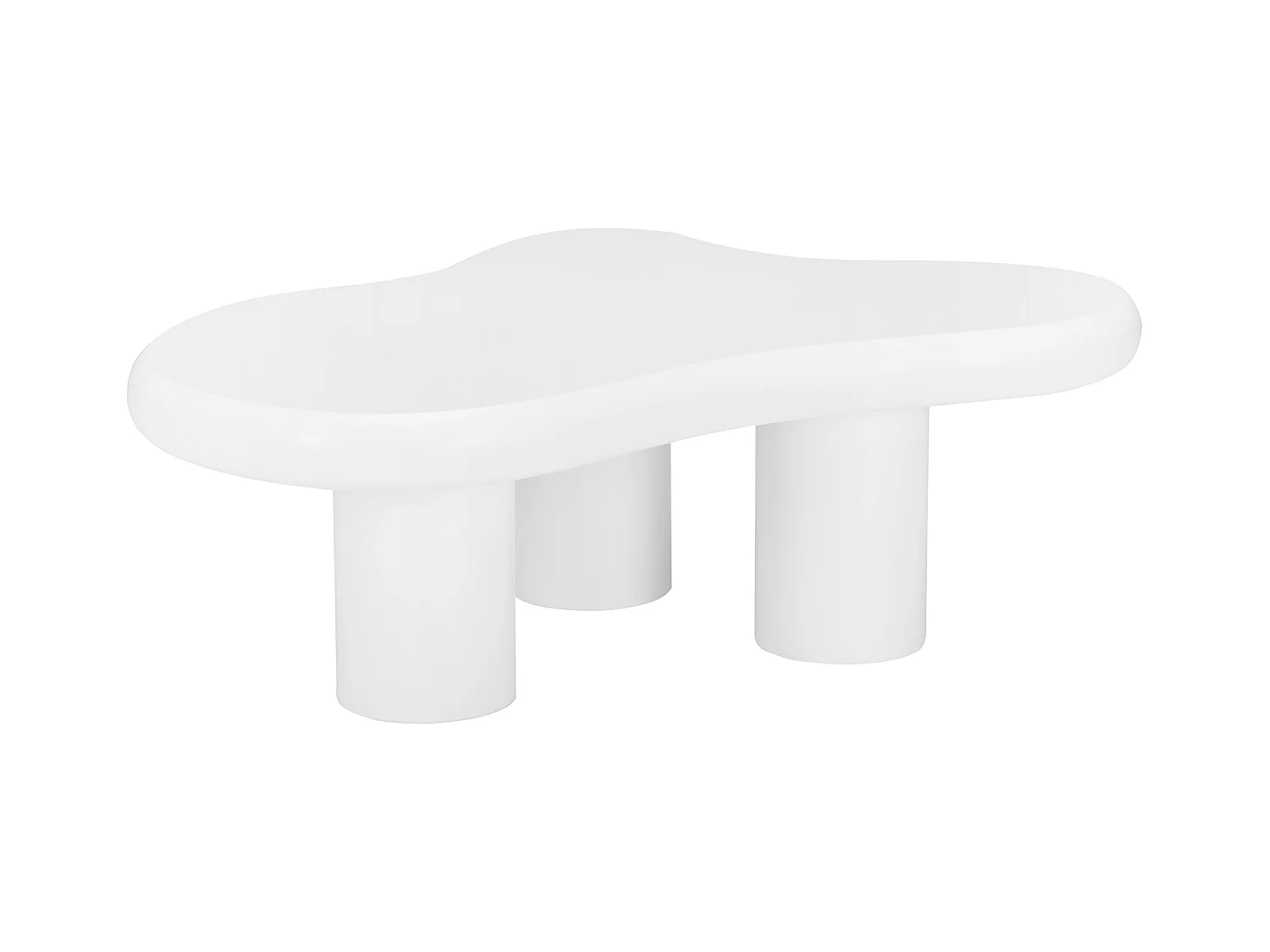 Nieregularny stolik kawowy w kształcie chmury - Biały stolik kawowy z blatem z płyty MDF i filcową podkładką - 97x67x32 cm