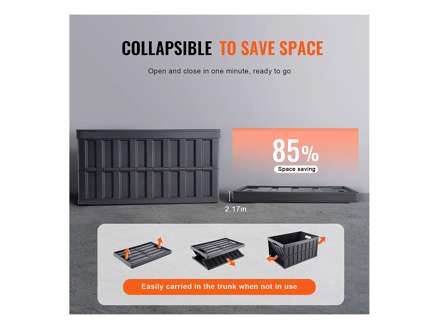 Bacs de Rangement SucceBuy Pliables SucceBuy 65 L, Lot de 3 avec Couvercles, Empilables et Pliables