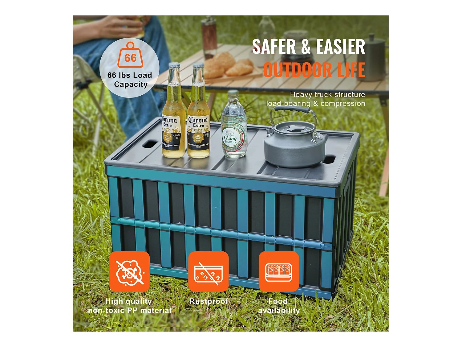 Bacs de Rangement SucceBuy Pliables SucceBuy 65 L, Lot de 3 avec Couvercles, Empilables et Pliables