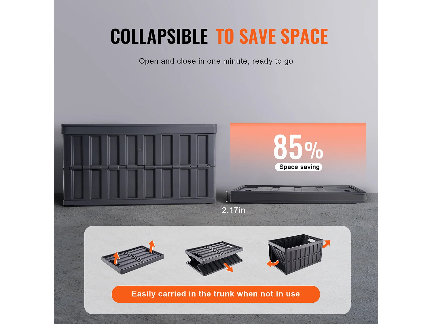 Bacs de Rangement SucceBuy Pliables SucceBuy 65 L, Lot de 3 avec Couvercles, Empilables et Pliables