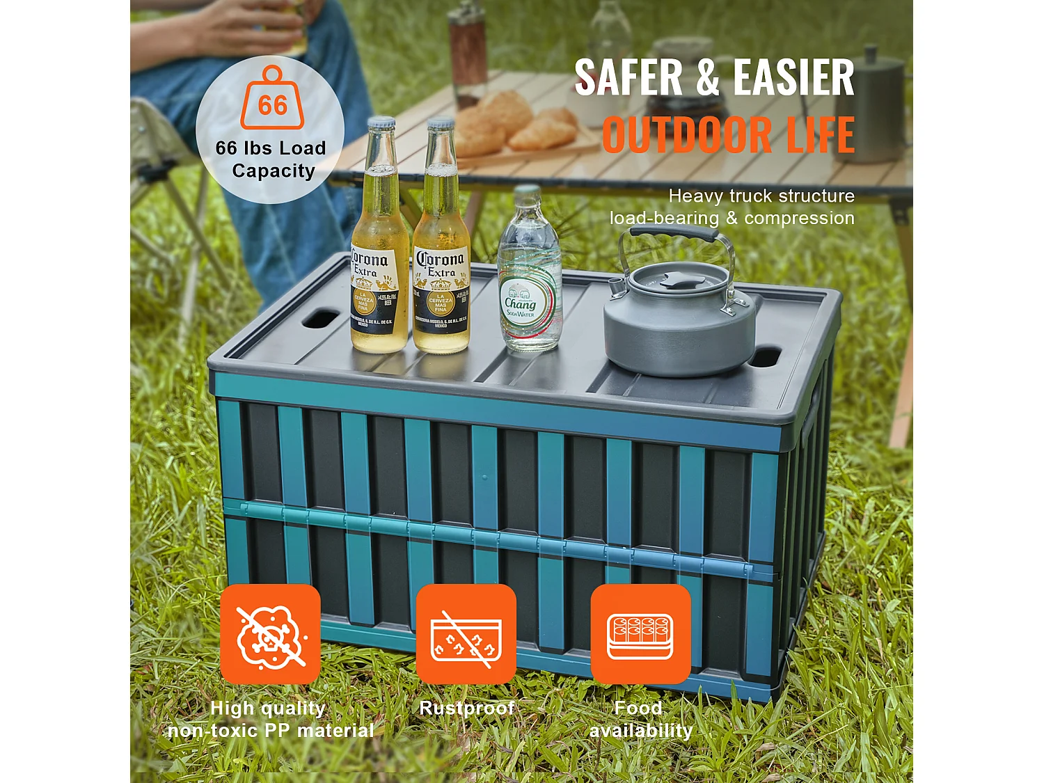 Bacs de Rangement SucceBuy Pliables SucceBuy 65 L, Lot de 3 avec Couvercles, Empilables et Pliables