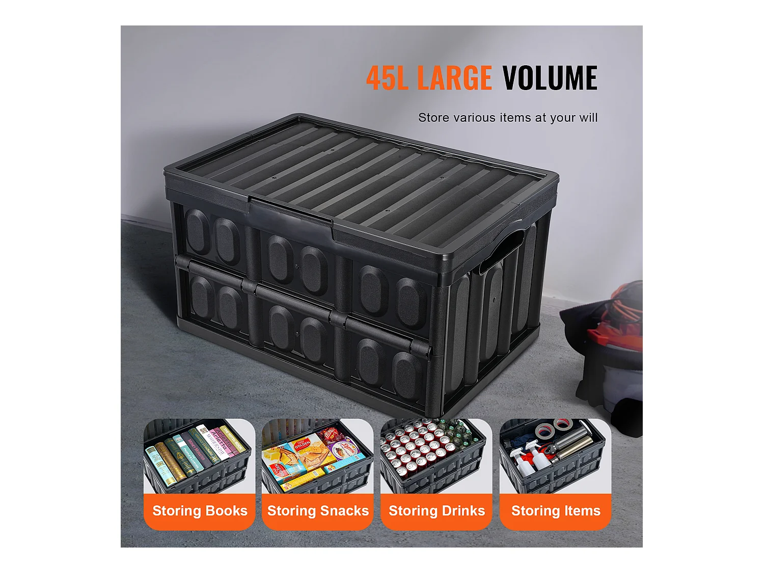 Bacs de Rangement Pliables SucceBuy 45 L avec Couvercles, Lot de 3, Conteneurs Empilables