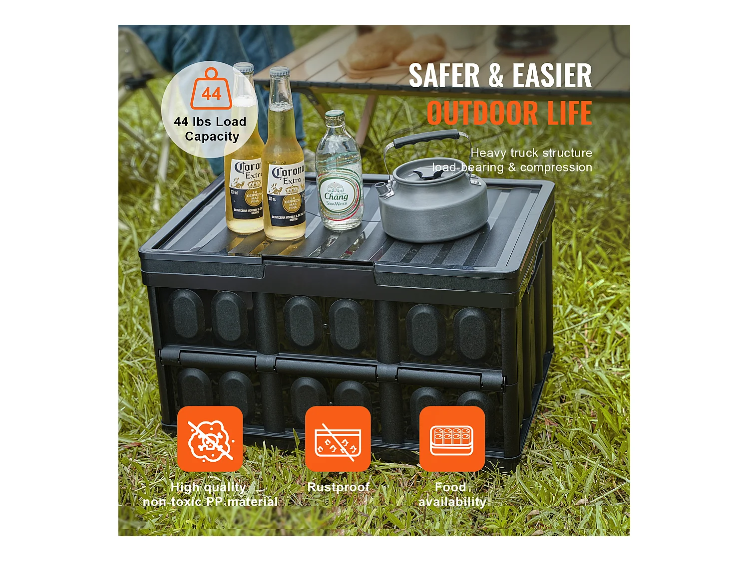 Bacs de Rangement Pliables SucceBuy 45 L avec Couvercles, Lot de 3, Conteneurs Empilables