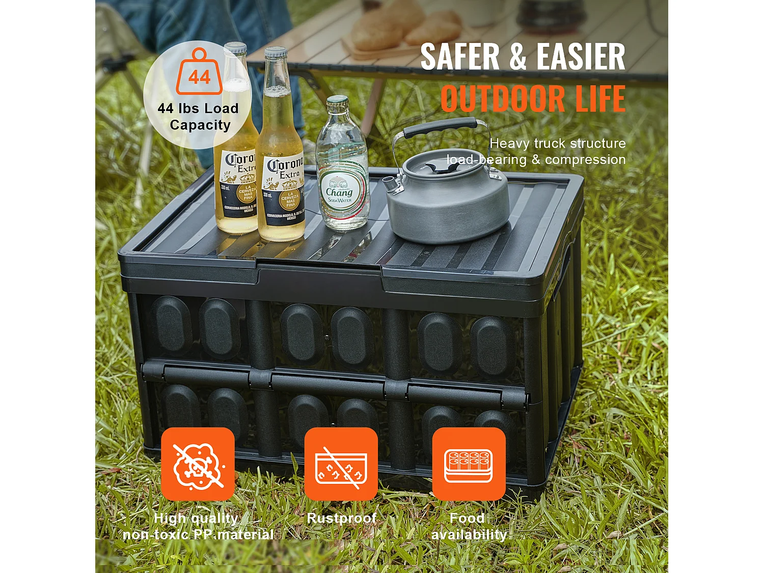 Bacs de Rangement Pliables SucceBuy 45 L avec Couvercles, Lot de 3, Conteneurs Empilables