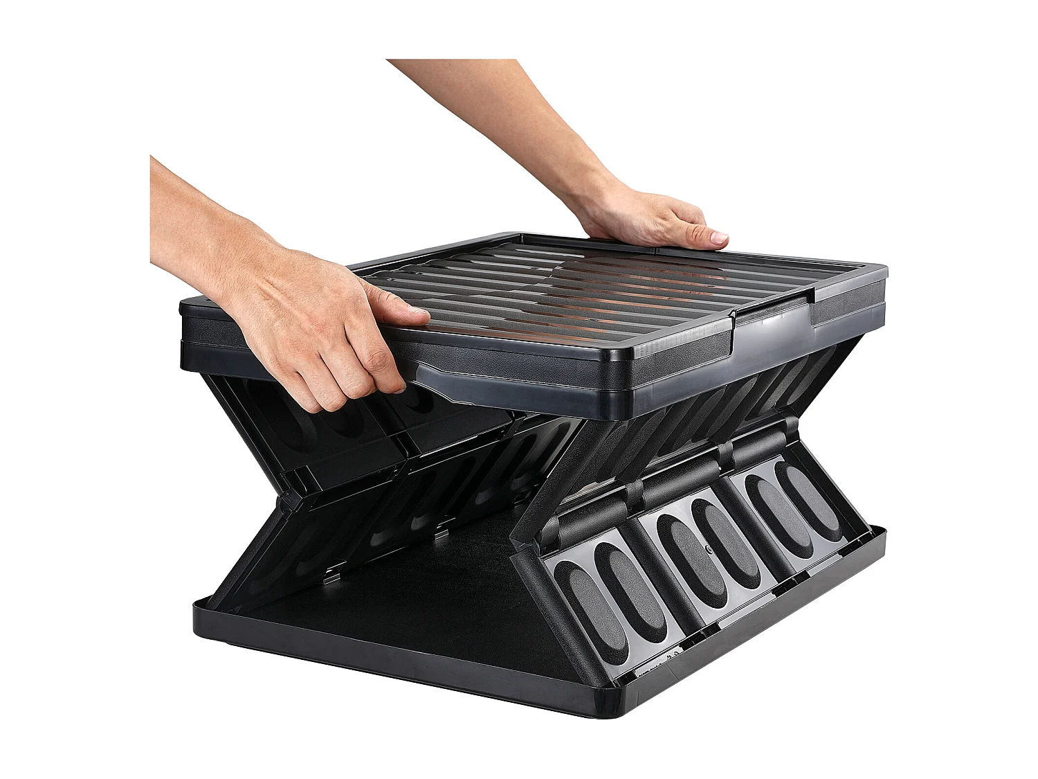 Bacs de Rangement Pliables SucceBuy 45 L avec Couvercles, Lot de 3, Conteneurs Empilables