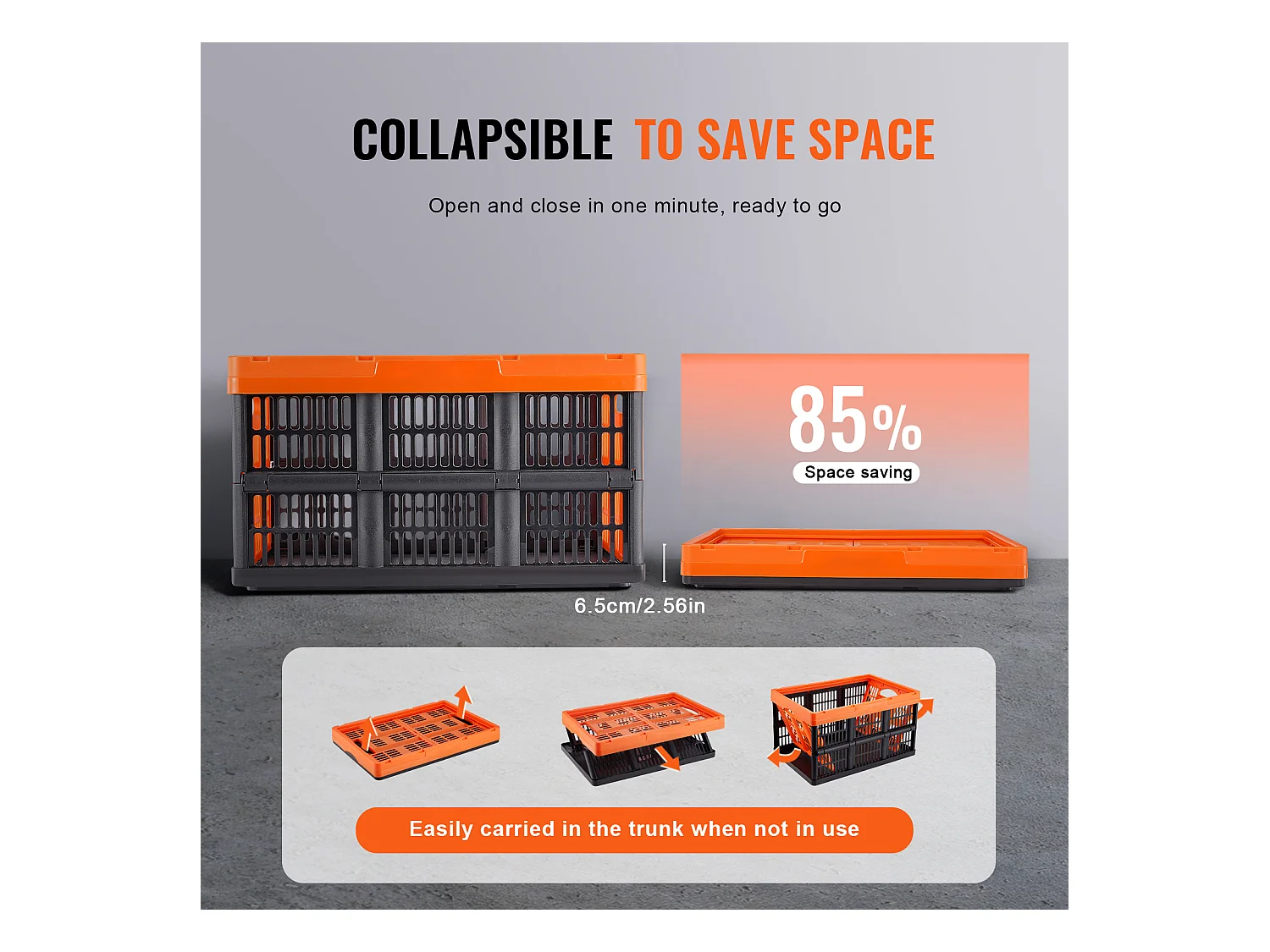 Paniers de Rangement SucceBuy Pliables, 45 L, Plastique Pliable, Lot de 3, Empilables - Solution Pratique pour Trier et Ranger Vos Effets