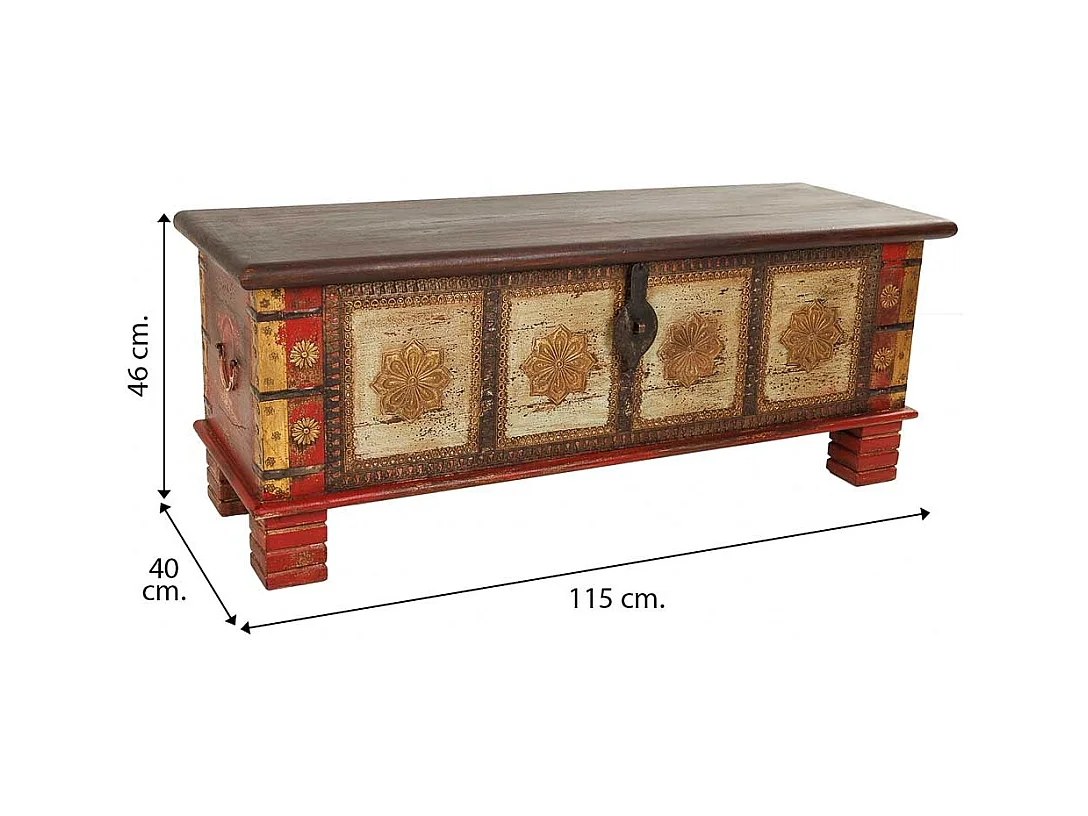 Baú de madeira marrom 115x40x46