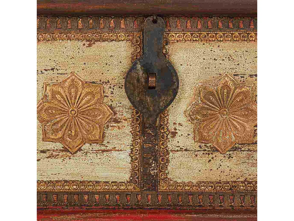 Geschnitzte Holztruhe 115x40x46 Braun