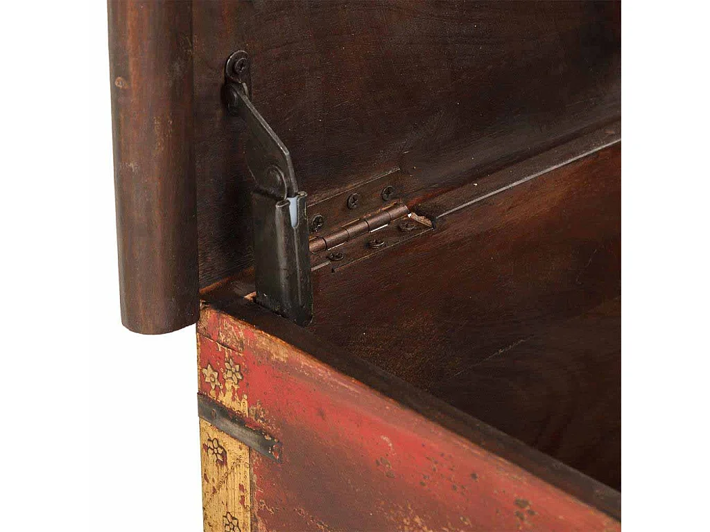 Geschnitzte Holztruhe 115x40x46 Braun