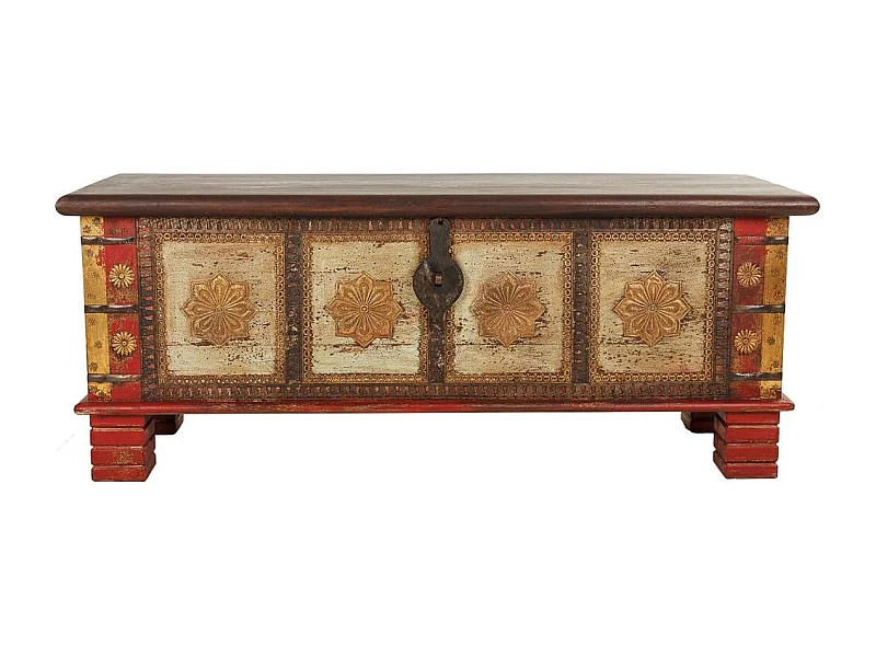 Baul de madera tallada 115x40x46 Marrón