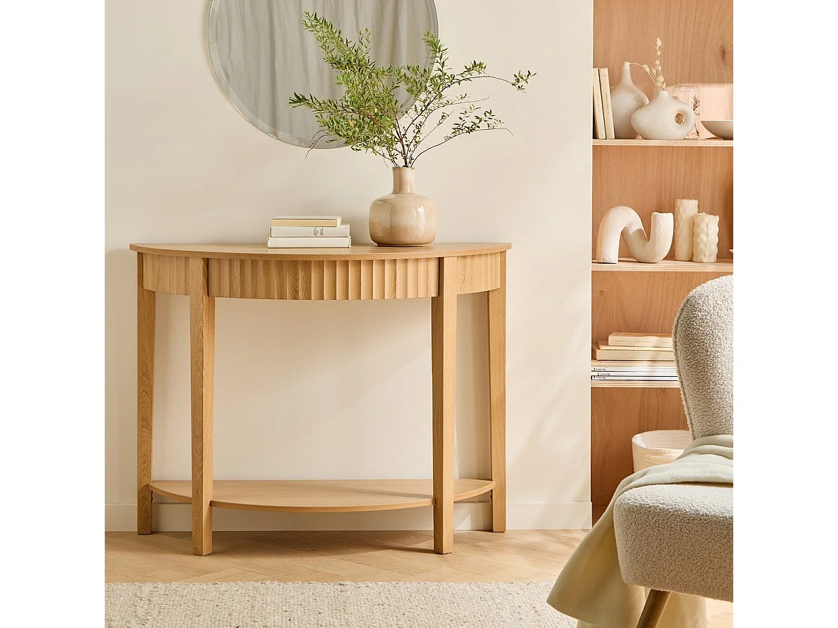 Console arrondie avec effet vague à 2 niveaux H76 cm - BOLOGNE