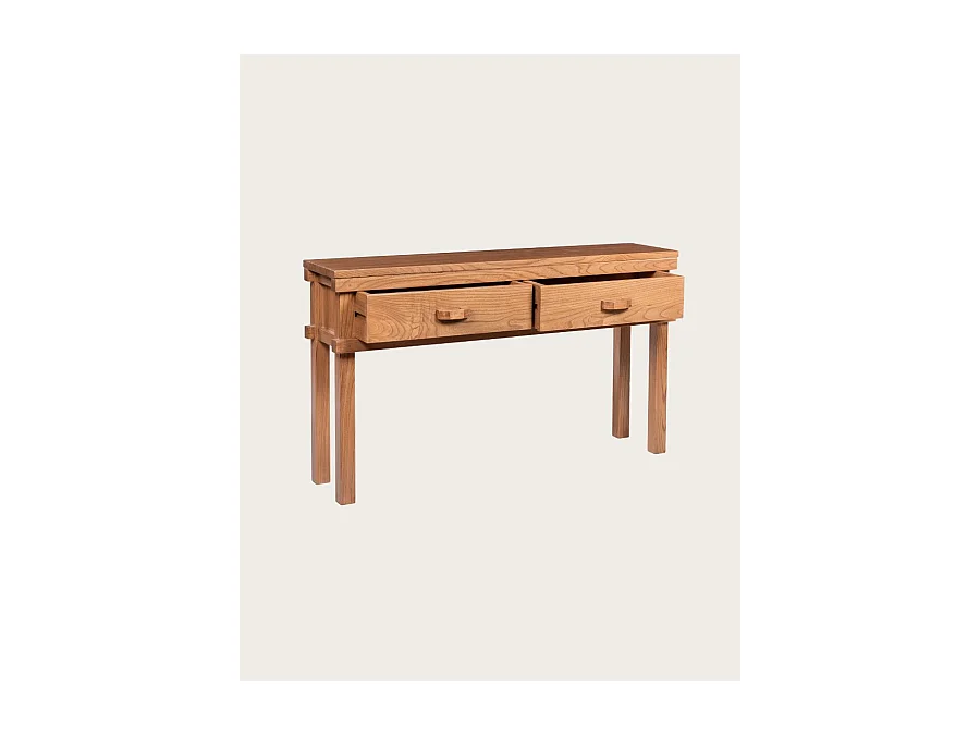 Nara- Console en bois avec 2 tiroirs 130 cm
