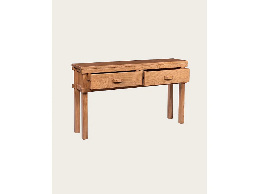 Nara- Console en bois avec 2 tiroirs 130 cm