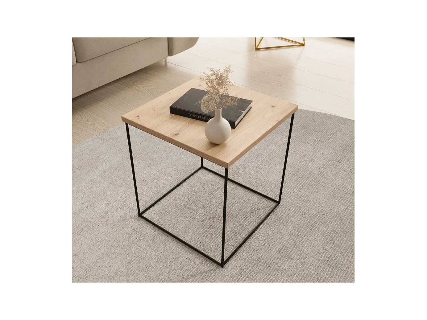 Table de canapé Arina/Métal/Contreplaqué/Brun foncé