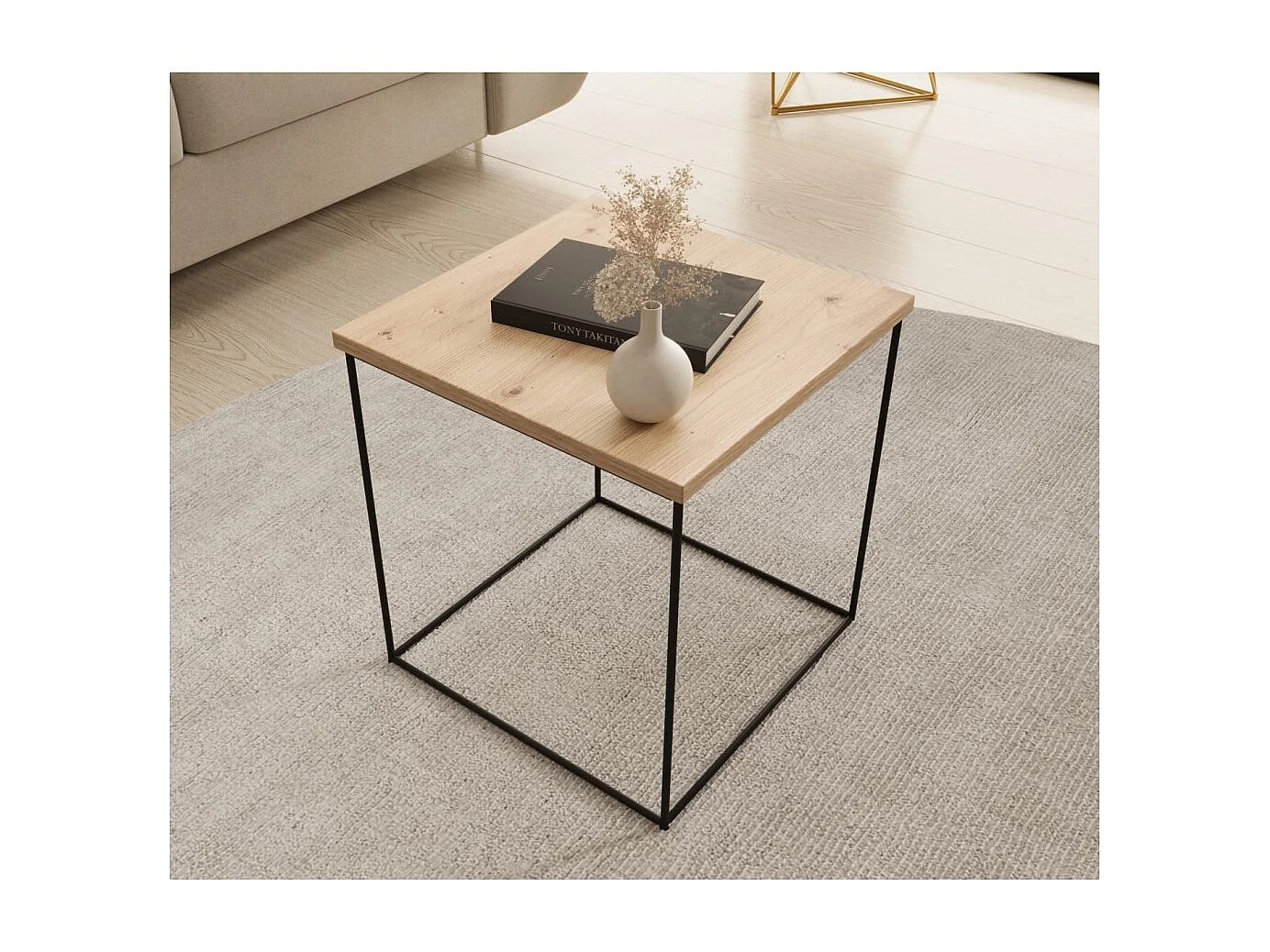 Table de canapé Arina/Métal/Contreplaqué/Brun foncé