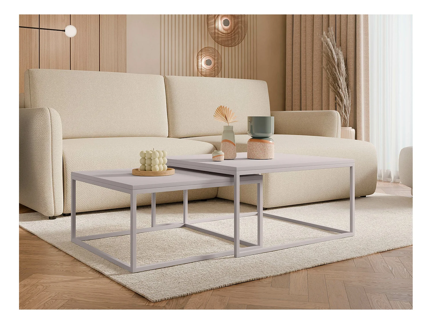 Conjunto mesa de centro Oswego 133, Cachemira, 39x76x76cm, Aglomerado laminado, Angular