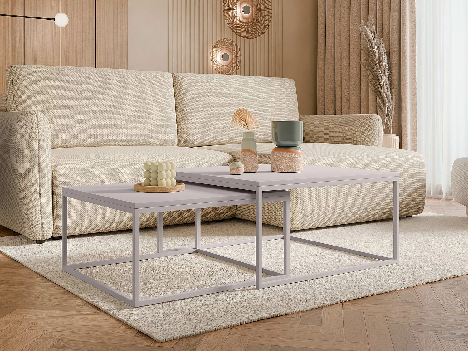 Conjunto mesa de centro Oswego 133, Cachemira, 39x76x76cm, Aglomerado laminado, Angular