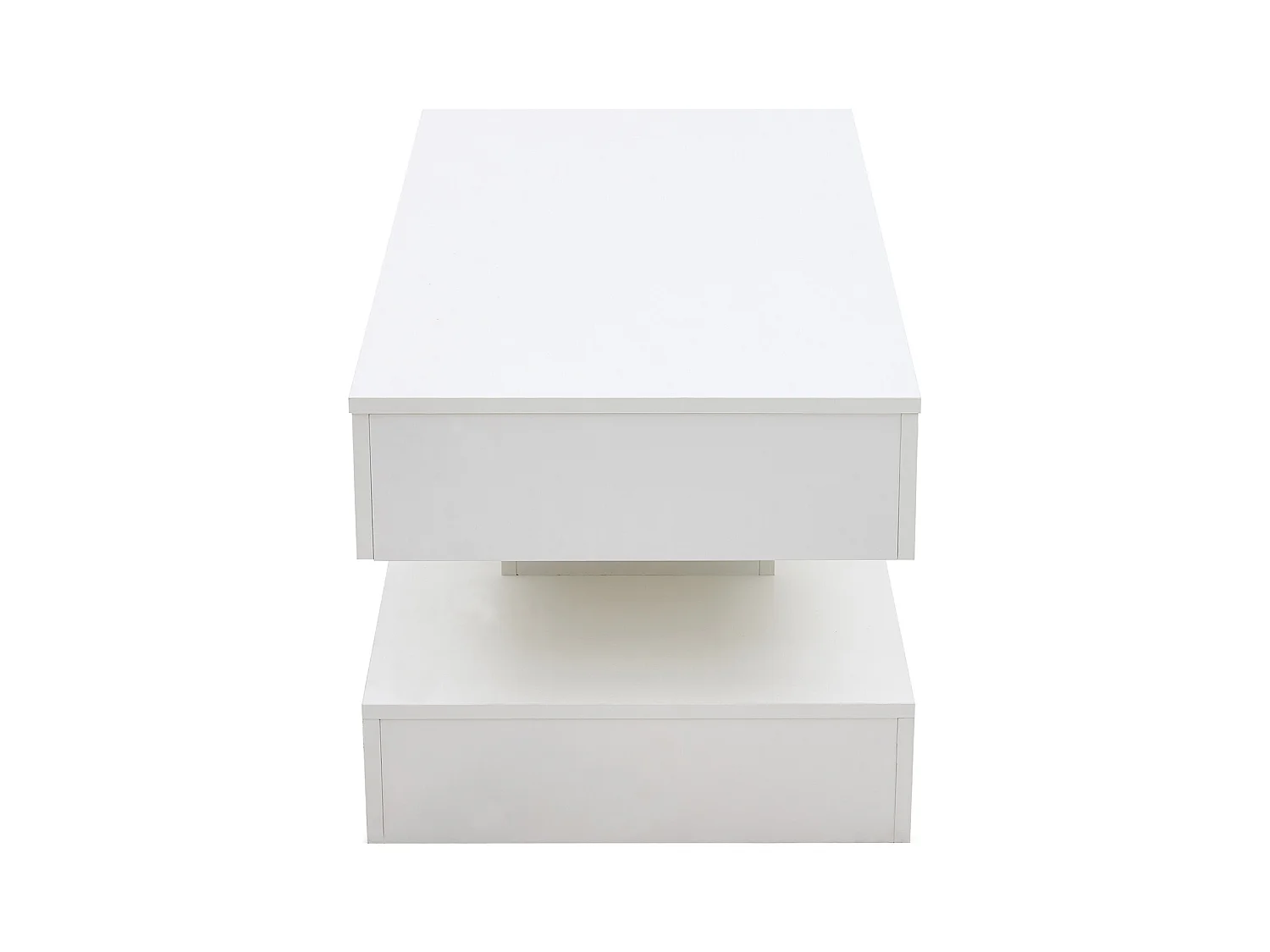 Table basse moderne - Table basse blanc avec éclairage LED et prise de charge - ascenseur hydraulique