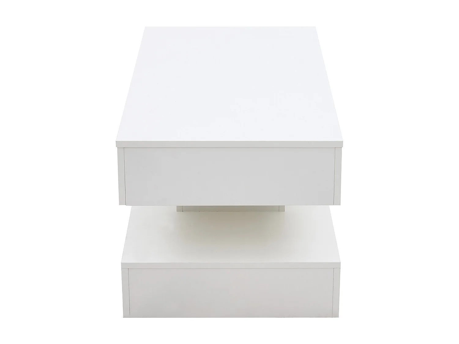 Table basse moderne - Table basse blanc avec éclairage LED et prise de charge - ascenseur hydraulique