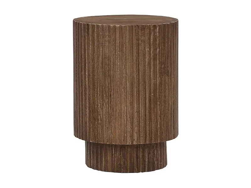 Mesa baja TALVORA – Madera de mango maciza – Mesa baja redonda Ø35 cm – Diseño artesanal y compacto