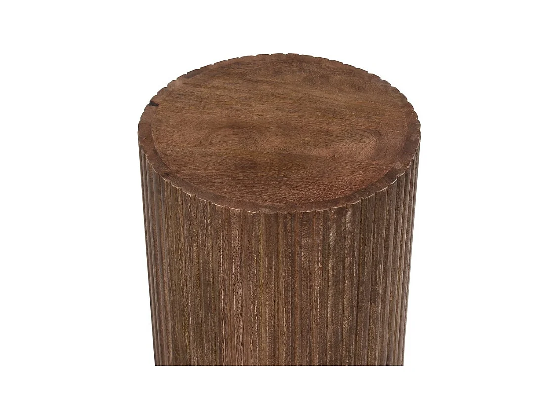 Mesa baja TALVORA – Madera de mango maciza – Mesa baja redonda Ø35 cm – Diseño artesanal y compacto