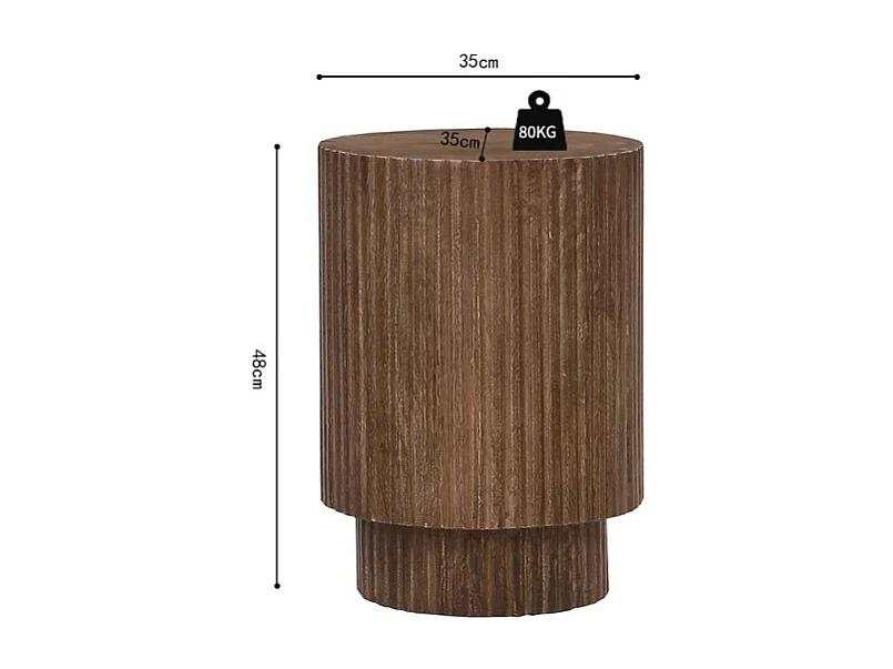 Mesa de centro TALVORA – Madeira de mangueira maciça – Mesa de centro redonda Ø35 cm – Design artesanal e compacto