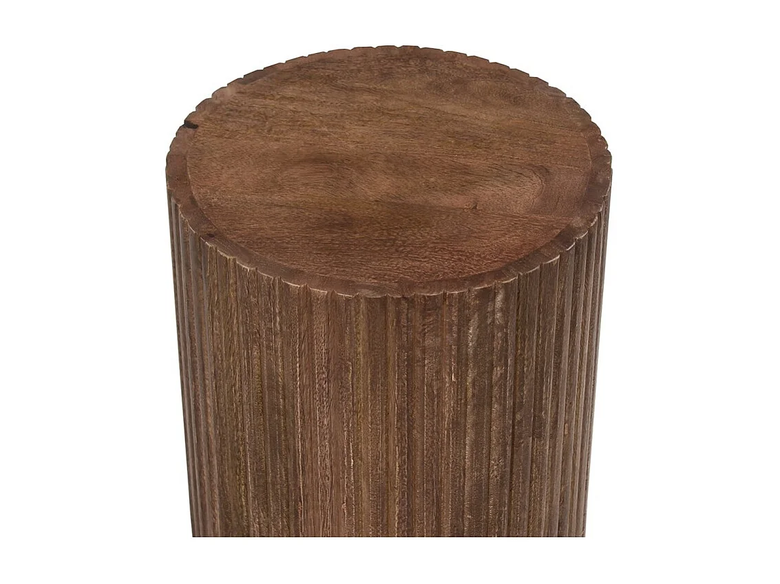 Mesa de centro TALVORA – Madeira de mangueira maciça – Mesa de centro redonda Ø35 cm – Design artesanal e compacto