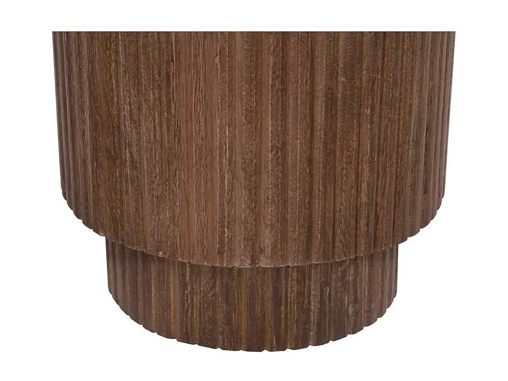 Mesa de centro TALVORA – Madeira de mangueira maciça – Mesa de centro redonda Ø35 cm – Design artesanal e compacto