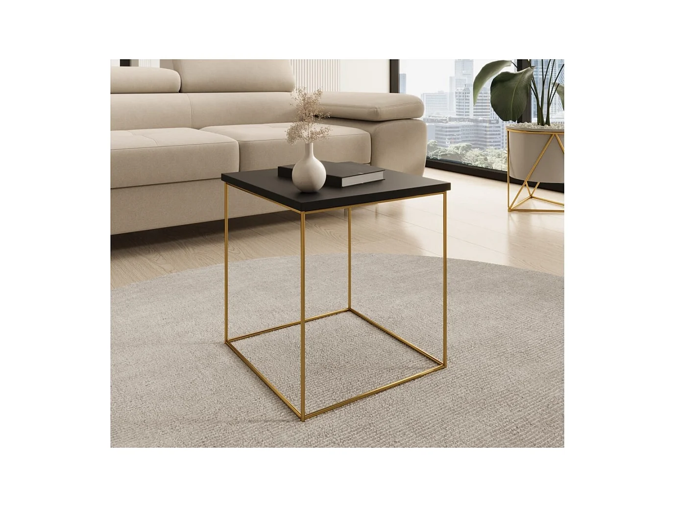 Table de canapé Arina premium /Métal/Contreplaqué/Noir