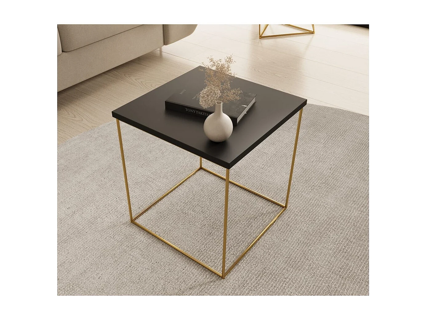 Table de canapé Arina premium /Métal/Contreplaqué/Noir