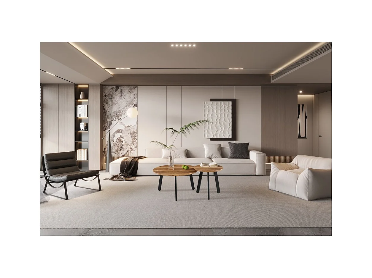 Set de 2 mesas de centro TUNIS – Cor madeira de mangueira – MDF & metal – Estilo industrial e harmonioso