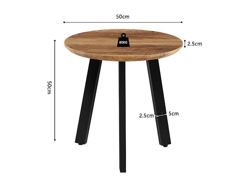 Set de 2 mesas de centro TUNIS – Cor madeira de mangueira – MDF & metal – Estilo industrial e harmonioso