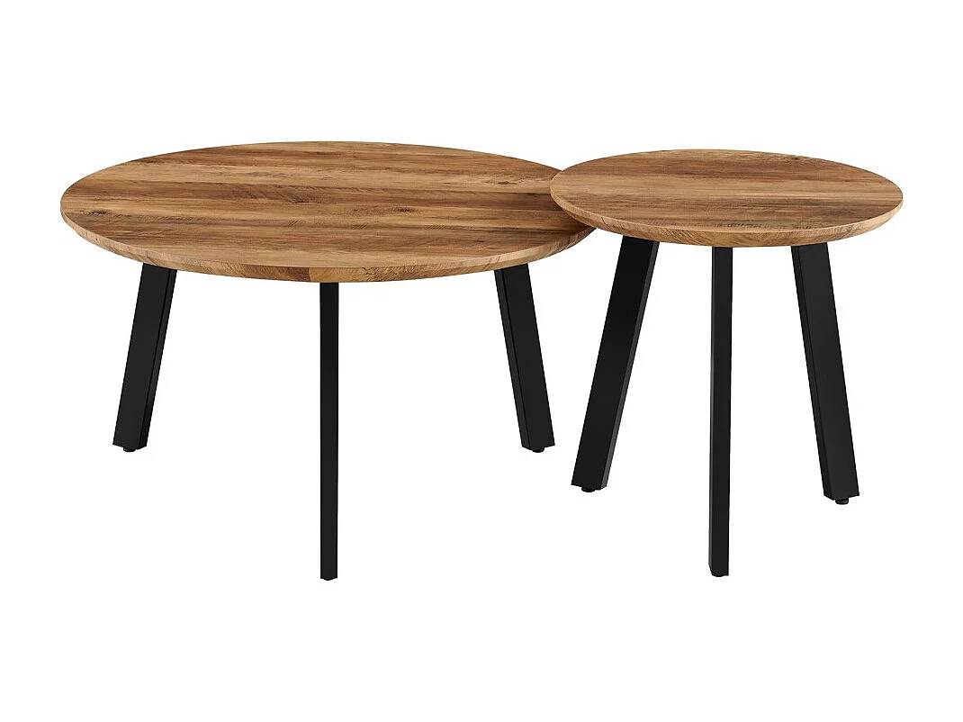 Set de 2 mesas bajas TÚNEZ – Color madera de mango – MDF & metal – Estilo industrial y armonioso