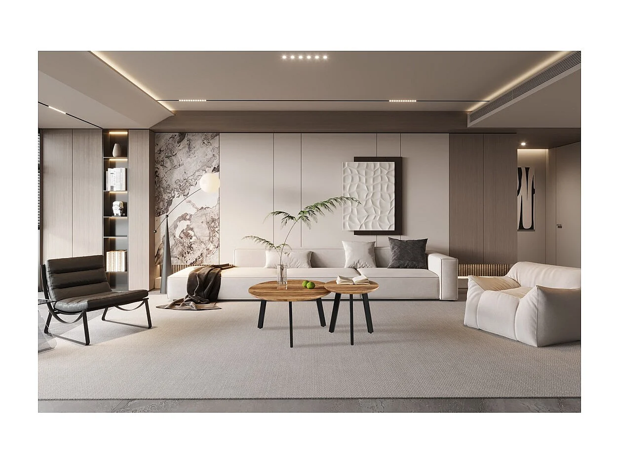 Set de 2 mesas bajas TÚNEZ – Color madera de mango – MDF & metal – Estilo industrial y armonioso