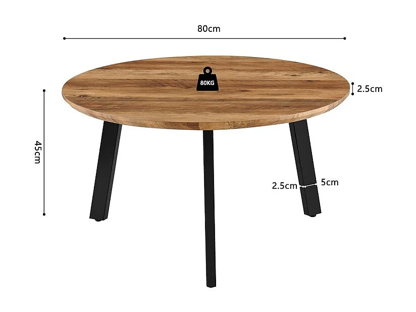 Set de 2 mesas bajas TÚNEZ – Color madera de mango – MDF & metal – Estilo industrial y armonioso