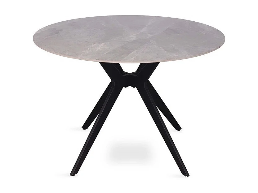 Ronde eettafel ARVENA – 110 cm – Blad van gesinterde steen – Kleur grijs – Eigentijds en robuust ontwerp