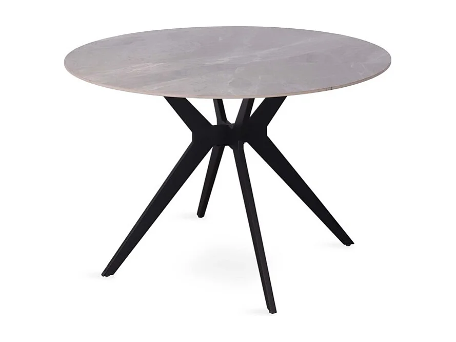 Ronde eettafel ARVENA – 110 cm – Blad van gesinterde steen – Kleur grijs – Eigentijds en robuust ontwerp