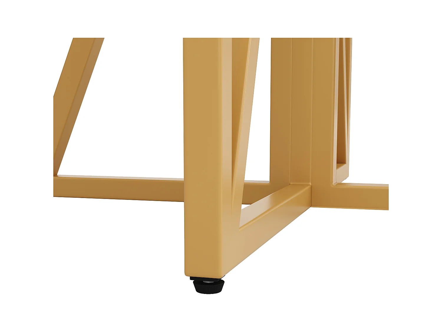 Table à manger ronde 4 personnes, plateau en placage marbre blanc avec pieds croisé en métal doré - 80x80x76cm