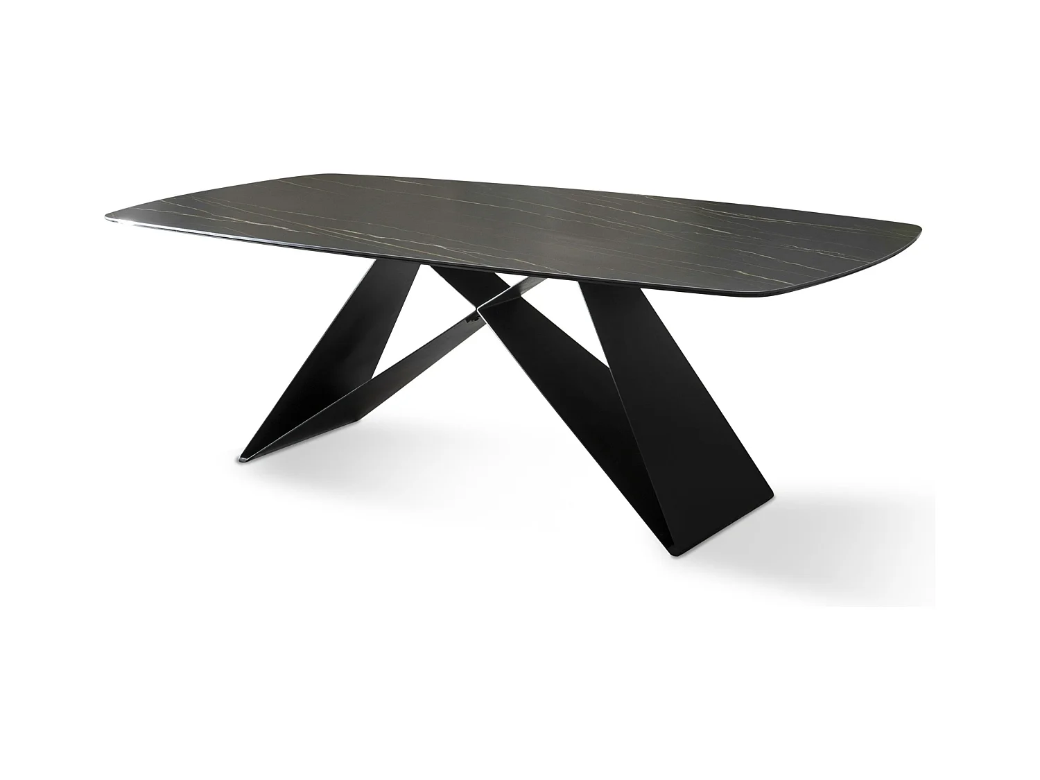 Table fixe moderne "Loyra" en céramique sur verre trempé effet marbre cm 220x110 76h